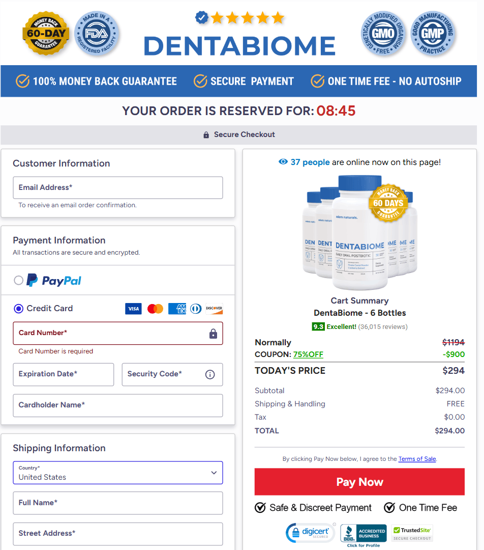 DentaBiome Secure Order Page — Checkout